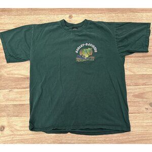 Vintage 1998 USA Aruba Harley-Davidson BIG TWIN T-Shirt Green Size LARGE